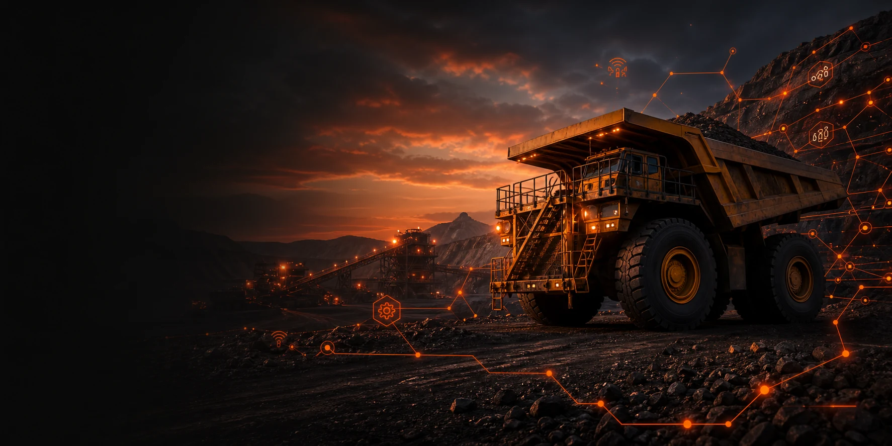 Mining haul truck in an open-pit mine