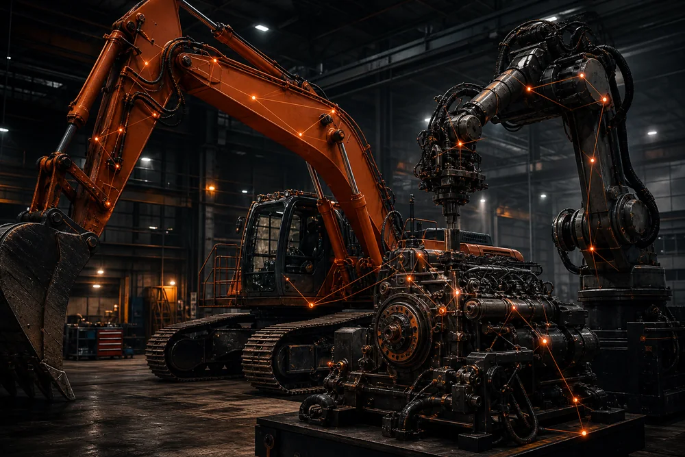 Heavy machinery in an industrial workshop